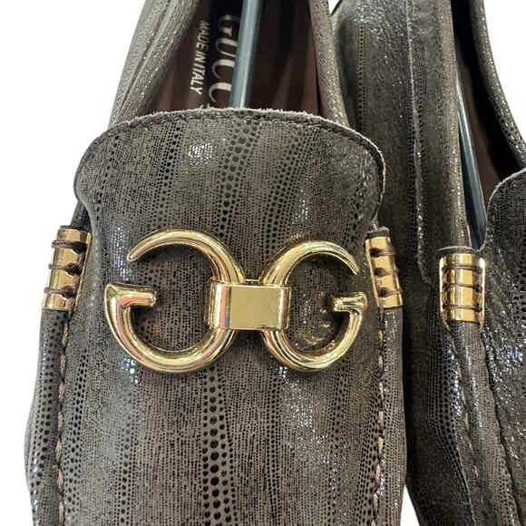 Men's Dark Brown Loafers with Gold “G” Detailing NEW Size 43/10 - Picture 4 of 10